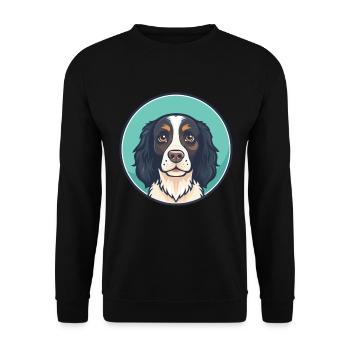 Small Munsterlander Dog Breed Funny Cartoon Kawaii - Unisex Sweatshirt - black - Front - Alina (178cm) & Michal (187cm)