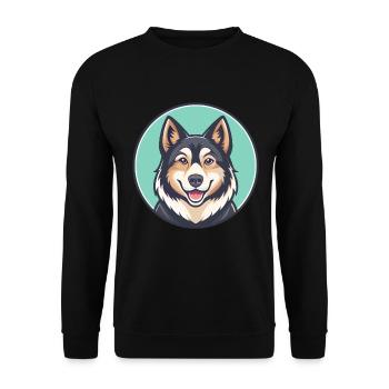 Sibérien Laïka Chien Race Dessin animé Kawaii Clipart - Sweat-shirt Unisexe - noir - Devant - Alina (178cm) & Michal (187cm)