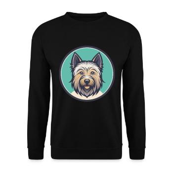 Skye Terrier Hund Rasse Cartoon Kawaii Clipart Haustier - Unisex Pullover - Schwarz - Vorne - Alina (178cm) & Michal (187cm)