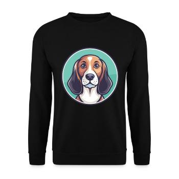 Smaland Hound Hund Rasse Cartoon Kawaii Clipart Haustier - Unisex Pullover - Schwarz - Vorne - Alina (178cm) & Michal (187cm)