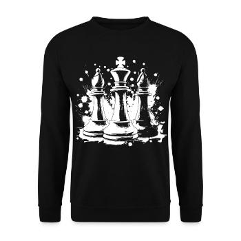 Schach Läufer und König - Unisex Pullover - Schwarz - Vorne - Alina (178cm) & Michal (187cm)