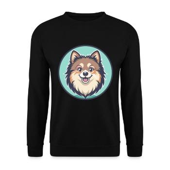 Spitz Chien Race Dessin animé Kawaii Clipart Animal Animal de compagnie - Sweat-shirt Unisexe - noir - Devant - Alina (178cm) & Michal (187cm)