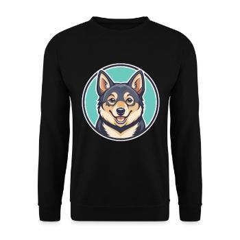 Suédois Vallhund Chien Race Dessin animé Kawaii Clipart - Sweat-shirt Unisexe - noir - Devant - Alina (178cm) & Michal (187cm)