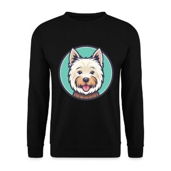 Westie Hund Rasse Cartoon Kawaii Clipart Tier Haustier - Unisex Pullover - Schwarz - Vorne - Alina (178cm) & Michal (187cm)