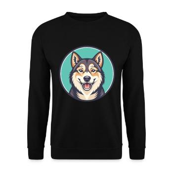 Westsibirische Laika Hunderasse Lustiger Cartoon Kawaii - Unisex Pullover - Schwarz - Vorne - Alina (178cm) & Michal (187cm)
