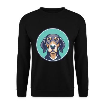 Chien courant tyrolien race Dessin animé Kawaii Clipart - Sweat-shirt Unisexe - noir - Devant - Alina (178cm) & Michal (187cm)