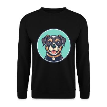 Tyroler Bracke Hunderasse Cartoon Kawaii Clipart - Unisex Pullover - Schwarz - Vorne - Alina (178cm) & Michal (187cm)