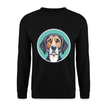 St Hubert Jura Hound Dog Breed Cartoon Kawaii Pet - Unisex Sweatshirt - black - Front - Alina (178cm) & Michal (187cm)