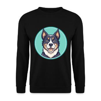 Strellufstover Hunderasse Cartoon Kawaii Clipart - Unisex Pullover - Schwarz - Vorne - Alina (178cm) & Michal (187cm)