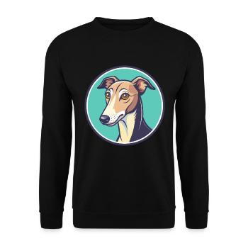 Whippet Hund Rasse Cartoon Figur Kawaii Clipart - Unisex Pullover - Schwarz - Vorne - Alina (178cm) & Michal (187cm)