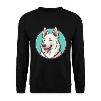 Berger Suisse Blanc Chien Race Dessin Animé Kawaii Pet - Sweat-shirt Unisexe - noir - Devant - Alina (178cm) & Michal (187cm)