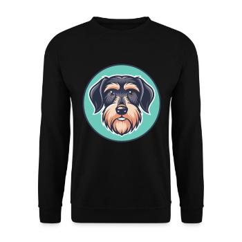 Wirehaired Dachshund Dog Breed Cartoon Kawaii Pet - Unisex Sweatshirt - black - Front - Alina (178cm) & Michal (187cm)