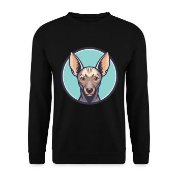 Xoloitzcuintle Hunderasse Cartoon Kawaii Clipart - Unisex Pullover - Schwarz - Vorne - Alina (178cm) & Michal (187cm)
