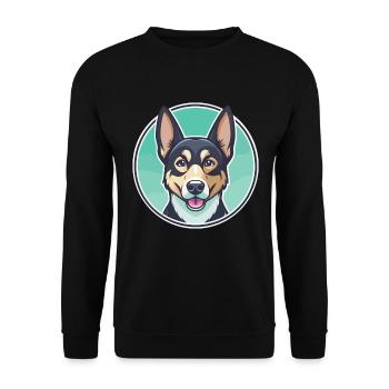 Suisse Laufhund Chien Race Dessin animé Kawaii Clipart - Sweat-shirt Unisexe - noir - Devant - Alina (178cm) & Michal (187cm)