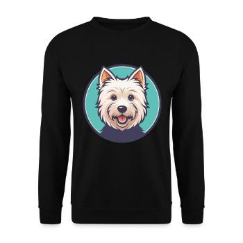 West Highland White Terrier Hund Rasse Cartoon Haustier - Unisex Pullover - Schwarz - Vorne - Alina (178cm) & Michal (187cm)
