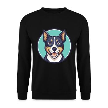 Zerdava Hunderasse Cartoon Figur Kawaii Clipart - Unisex Pullover - Schwarz - Vorne - Alina (178cm) & Michal (187cm)