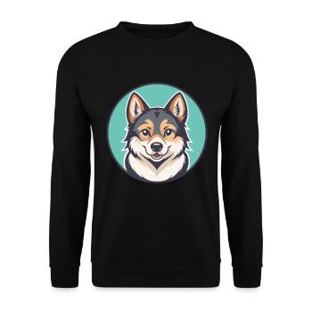 Volpino Italiano Hunderasse Cartoon Kawaii Clipart - Unisex Pullover - Schwarz - Vorne - Alina (178cm) & Michal (187cm)