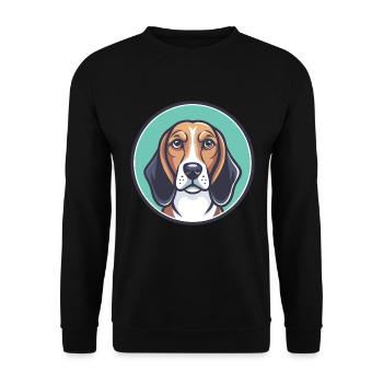Welsh Hound Dog Breed Funny Cartoon Kawaii Clipart - Unisex Sweatshirt - black - Front - Alina (178cm) & Michal (187cm)