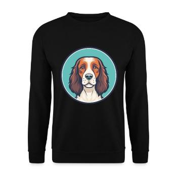 Welsh Springer Spaniel Dog Breed Cartoon Kawaii - Unisex Sweatshirt - black - Front - Alina (178cm) & Michal (187cm)