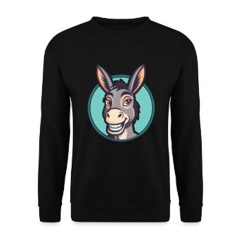 Donkey Kawaii Cartoon Character Animal Pet Face - Unisex Sweatshirt - black - Front - Alina (178cm) & Michal (187cm)