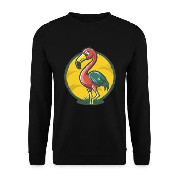 Flamingo Niedliche Kawaii Cartoon Clipart Haustier Tier - Unisex Pullover - Schwarz - Vorne - Alina (178cm) & Michal (187cm)