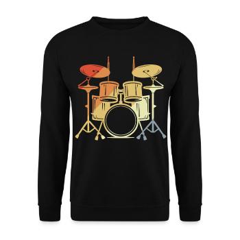 Drum Set Vintage Look - Unisex Sweatshirt - black - Front - Alina (178cm) & Michal (187cm)