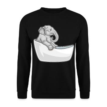 Elephant Bathing Bathtub - Unisex Sweatshirt - black - Front - Alina (178cm) & Michal (187cm)