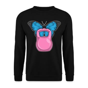 Bodybuilding papillon avec haltères - Sweat-shirt Unisexe - noir - Devant - Alina (178cm) & Michal (187cm)