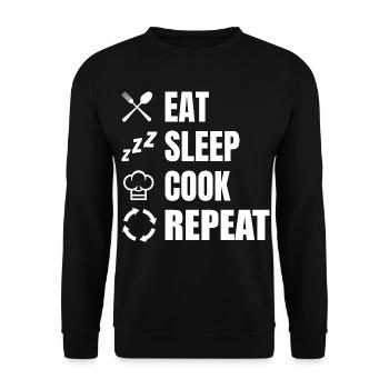 Eat Sleep Cook Repeat - Unisex Pullover - Schwarz - Vorne - Alina (178cm) & Michal (187cm)