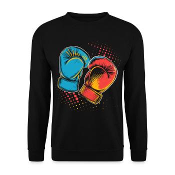 Boxhandschuhe Grafik - Unisex Pullover - Schwarz - Vorne - Alina (178cm) & Michal (187cm)