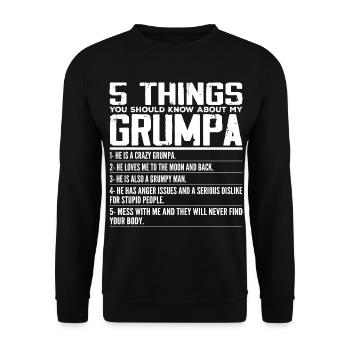 5 Things You Should Know About My Grumpa, Grandpa - Sweat-shirt Unisexe - noir - Devant - Alina (178cm) & Michal (187cm)