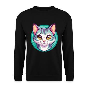 Chat américain à poil court race dessin animé Kawaii Animal - Sweat-shirt Unisexe - noir - Devant - Alina (178cm) & Michal (187cm)