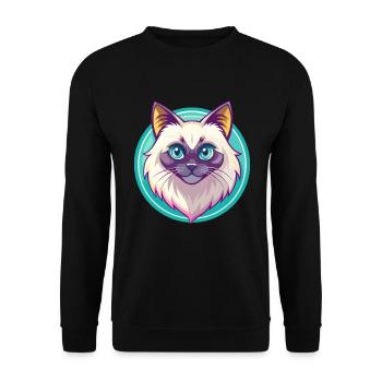 Birman Chat Race Dessin Animé Kawaii Animal Pet - Sweat-shirt Unisexe - noir - Devant - Alina (178cm) & Michal (187cm)