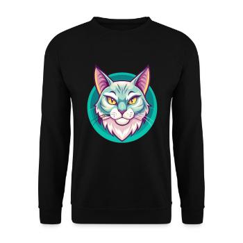Égéen Chat Race Dessin Animé Kawaii Animal Pet - Sweat-shirt Unisexe - noir - Devant - Alina (178cm) & Michal (187cm)