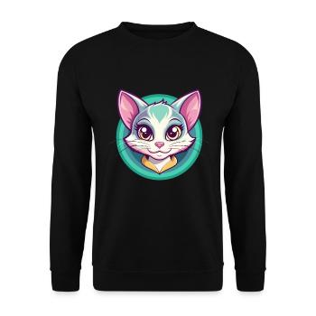 Bambino Cat Breed Cartoon Kawaii Animal Pet - Unisex Sweatshirt - black - Front - Alina (178cm) & Michal (187cm)