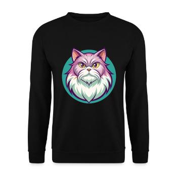 British Longhair Cat Breed Cartoon Kawaii Animal - Unisex Sweatshirt - black - Front - Alina (178cm) & Michal (187cm)