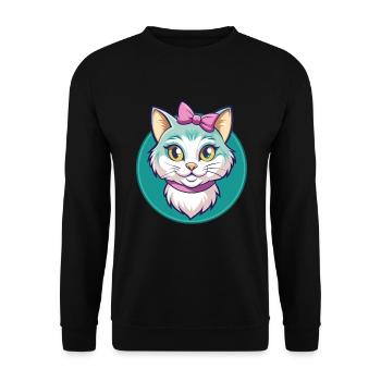 Chantilly Tiffany Chat Race Dessin animé Kawaii Animal - Sweat-shirt Unisexe - noir - Devant - Alina (178cm) & Michal (187cm)