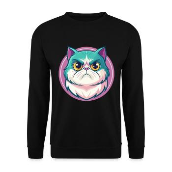 Exotische Kurzhaarkatze Rasse Cartoon Kawaii Tier - Unisex Pullover - Schwarz - Vorne - Alina (178cm) & Michal (187cm)