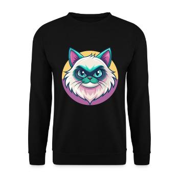 Himalaya-Katzenrasse Karikatur Kawaii Tier Haustier - Unisex Pullover - Schwarz - Vorne - Alina (178cm) & Michal (187cm)