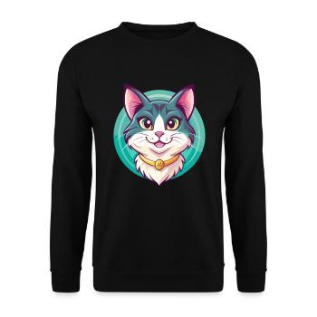 Manx Chat Race Dessin Animé Kawaii Animal Pet - Sweat-shirt Unisexe - noir - Devant - Alina (178cm) & Michal (187cm)