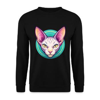 Peterbald Chat Race Dessin Animé Kawaii Animal Pet - Sweat-shirt Unisexe - noir - Devant - Alina (178cm) & Michal (187cm)