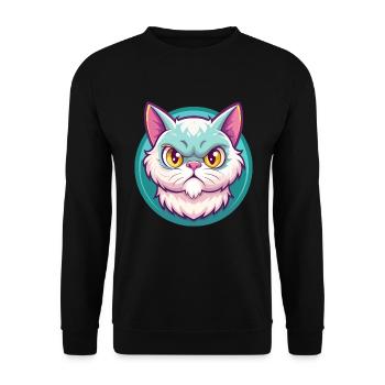 Selkirk Rex Katzenrasse Cartoon Kawaii Tier Haustier - Unisex Pullover - Schwarz - Vorne - Alina (178cm) & Michal (187cm)