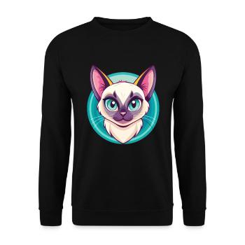 Chat Siamois Race Dessin Animé Kawaii Animal Pet - Sweat-shirt Unisexe - noir - Devant - Alina (178cm) & Michal (187cm)