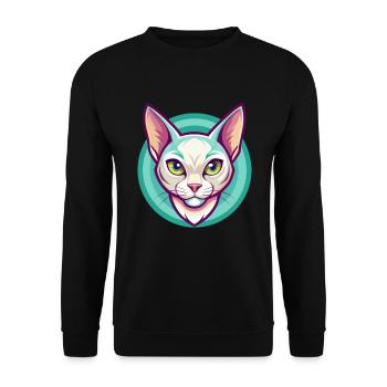 Burmilla Chat Race Dessin Animé Kawaii Animal Pet - Sweat-shirt Unisexe - noir - Devant - Alina (178cm) & Michal (187cm)