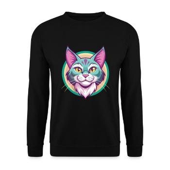 Chat pailleté de Californie Race Dessin animé Kawaii Pet - Sweat-shirt Unisexe - noir - Devant - Alina (178cm) & Michal (187cm)