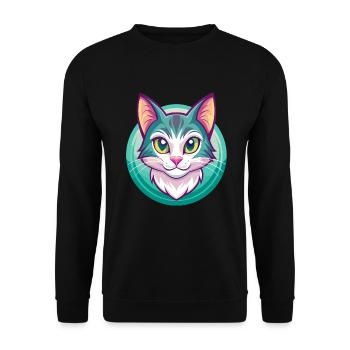 Domestic Cat Breed Cartoon Kawaii Animal Pet - Unisex Sweatshirt - black - Front - Alina (178cm) & Michal (187cm)
