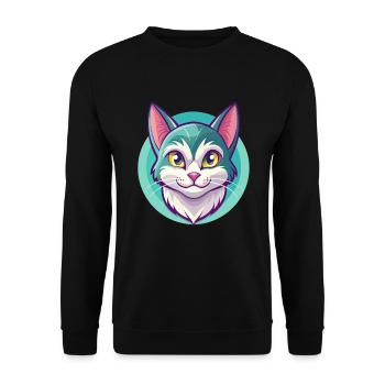 European Shorthair Cat Breed Cartoon Kawaii Animal - Unisex Sweatshirt - black - Front - Alina (178cm) & Michal (187cm)