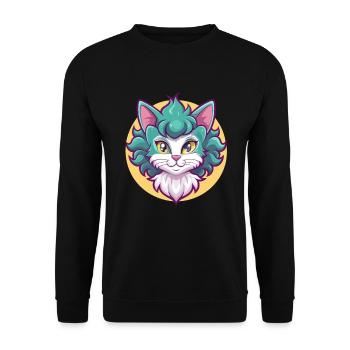 Laperm Chat Race Dessin Animé Kawaii Animal Pet - Sweat-shirt Unisexe - noir - Devant - Alina (178cm) & Michal (187cm)