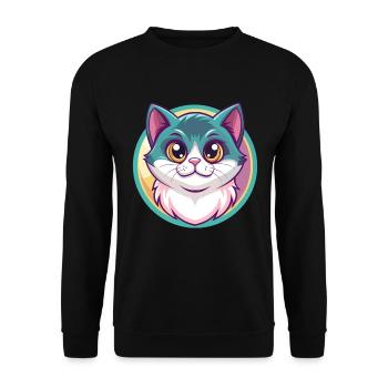 Munchkin Katze Rasse Karikatur Kawaii Tier Haustier - Unisex Pullover - Schwarz - Vorne - Alina (178cm) & Michal (187cm)