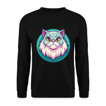 Persische Katze Rasse Cartoon Kawaii Tier Haustier - Unisex Pullover - Schwarz - Vorne - Alina (178cm) & Michal (187cm)